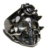 SKULL WITH ROSE BIKER RING  (Sold by the piece) *