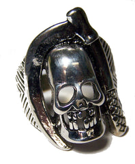 SKULL WITH SICKLE BIKER RING  (Sold by the piece) *