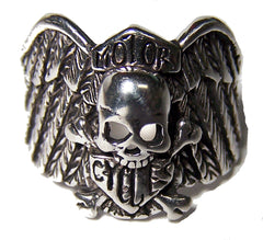SKULL WING MOTOR CYCLE SHIELD BIKER RING (Sold by the piece)