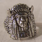 INDIAN MEDICINE MAN WITH HORN HEAD COVER BIKER RING (Sold by the piece)