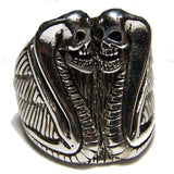 DOUBLE HEADED COBRA SNAKE BIKER RING (Sold by the piece)