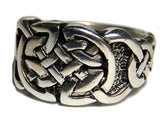 WOVEN KNOTTED SILVER DELUXE BIKER RING (Sold by the piece) *