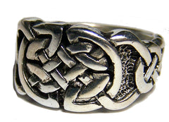 WOVEN KNOTTED SILVER DELUXE BIKER RING (Sold by the piece) *