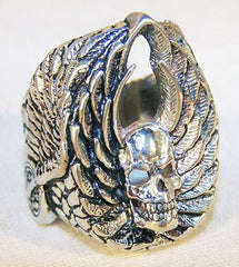 SKULL WHEEL WING BIKER RING  (Sold by the piece)