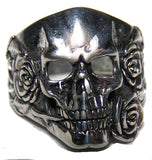 SKULL HEAD AND ROSES BIKER RING (Sold by the piece) *