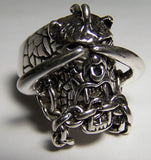 MONSTER WITH CHAINS & HORNS BIKER RING  (Sold by the piece) * CLOSEOUT AS LOW AS $ 3.50 EA