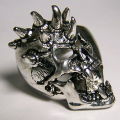 SCREAMING SPIKED SKULL HEAD DELUXE BIKER RING  (Sold by the piece) *