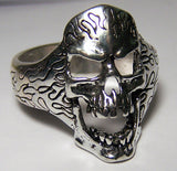 SKKULL WITH FLAMES BIKER RING  (Sold by the piece)