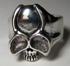 LARGE EYES HORNED SKULL HEAD BIKER RING (Sold by the piece) * *-  CLOSEOUT AS LOW AS $ 2.95 EA