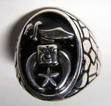 SHRINERS EMBLEM W STAR & SWORD SILVER DELUXE BIKER RING (Sold by the piece) *
