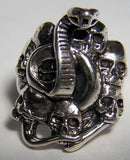 SNAKE IN PILE OF SKULL DELUXE BIKER RING (Sold by the piece)