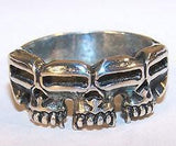 ILLUSION TRIPLE SKULL BAND BIKER RING ( sold by the piece )  *