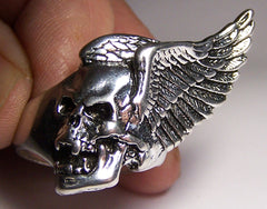 FLYING SKULL HEAD WITH WINGS DELUXE BIKER RING (Sold by the piece)
