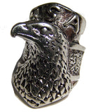 USA EAGLE HEAD SILVER BIKER RING  (Sold by the piece) * CLOSEOUT AS LOW AS $ 3.75 EA