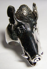 PIG / WILD BOAR HEAD BIKER RING  (Sold by the piece) * *-  CLOSEOUT AS LOW AS $ 2.95 EA