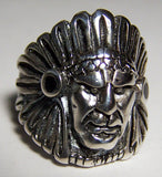 INDIAN HEAD  SILVER DELUXE BIKER RING (Sold by the piece) * CLOSEOUT NOW ONLY $3.75 EA - SIZE 7 ONLY