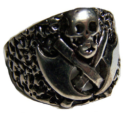 SKULL WITH CROSSED AXES BIKER RING (Sold by the piece) *