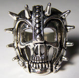 SKULL WITH SPIKED FACE HELMET BIKER RING  (Sold by the piece) *