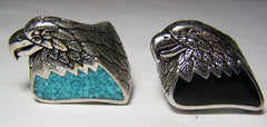 INLAYED EAGLE SILVER DELUXE BIKER RING (Sold by the piece) *
