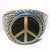 ROUND PEACE SIGN DELUXE SILVER BIKER RING (Sold by the piece) *-  CLOSEOUT AS LOW AS $ 3.50 EA