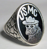 USMC BULLDOG US MARINES SILVER DELUXE BIKER RING (Sold by the piece) *