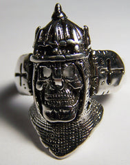 MIDIEVAL KNIGHT SKULL IN ARMOR DELUXE BIKER RING (Sold by the piece)