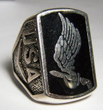 USA MILITARY AIRBOURNE 173RD DIVISION SILVER DELUXE BIKER RING (Sold by the piece) *