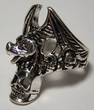 DRAGON HOLDING SKULL HEAD DELUXE BIKER RING (Sold by the piece)