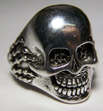 SKELETON HANS ON SIDES OF SKULL BIKER RING ( Sold by the piece ) *