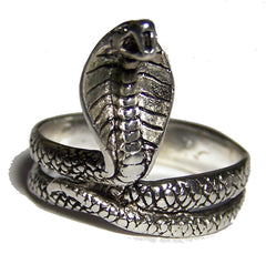 COBRA SNAKE DELUXE SILVER BIKER RING (Sold by the piece) **