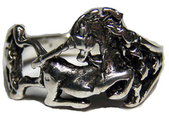 SITTING UNICORN ELUXE SILVER BIKER RING (Sold by the piece)