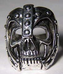 SKULL HEAD WITH ARMORED HELMET BIKER RING  (Sold by the piece) *