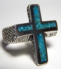 LARGE CROSS SILVER DELUXE BIKER RING (Sold by the piece) *