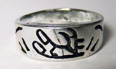 NATIVE SYMBOL DESIGN SILVER BAND DELUXE BIKER RING (Sold by the piece) *