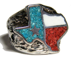 STATE OF TEXAS LONE STAR SILVER DELUXE BIKER RING (Sold by the piece) *