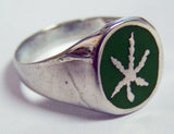 ROUND MARIJUANA POT LEAF BIKER RING (Sold by the piece)