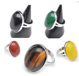 Agate stone adjustable metal silver rings (sold by the piece)