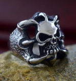 CLAW HOLDING SKULL METAL BIKER RING (SOLD BY THE PIECE)