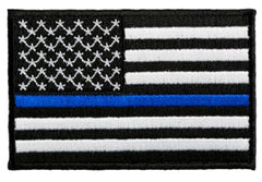THIN BLUE LINE AMERICAN FLAG 3 INCH EMBROIDERED PATCH ( sold by the piece )