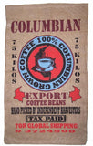 COLUMBIAN COFFEE BURLAP BAG ( sold by the piece )