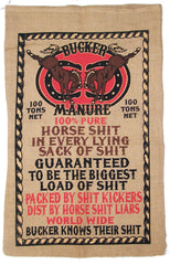 BUCKER HORSE SHIT MANURE BURLAP BAG ( sold by the piece )