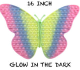 16" GLOW IN THE DARK BUTTERFLY  BUBBLE POP IT SILICONE STRESS RELIEVER TOY  (sold by the piece )