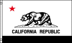 BLACK AND WHITE CALIFORNIA STATE 3 X 5 FLAG ( sold by the piece )