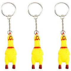 8 INCH SCREAMING RUBBER CHICKEN KEYCHAIN ( sold by the piece or dozen)