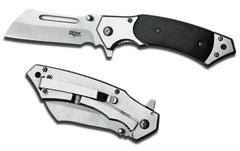 BLACK HANDLE CLEAVER SHAPED BLADE 8 INCH FOLDING POCKET KNIFE ( sold by the piece )