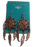 SOLID COPPER EAGLE DREAM CATCHER DANGLE EARRINGS  ( sold by the  piece )