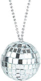 2" GLASS MIRROR DISCO BALL NECKLACE ON 28" CHAIN (sold by piece or dozen)