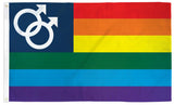 MALE double MARS small CORNER RAINBOW 3' x 5' FLAG (Sold by the piece)
