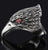 EAGLE HEAD W RED CRYSTAL EYES  STAINLESS STEEL BIKER RING ( sold by the piece )