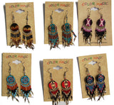 ROUND SHAPED NATIVE STYLE SEED BEAD DANGLE EARRINGS ( sold by the dozen or piece )